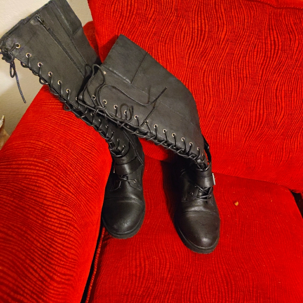 Torrid lace up knee high boots